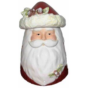 Department 56 Cookie Jar Santa Claus Frosted Pine Cones Christmas Decor